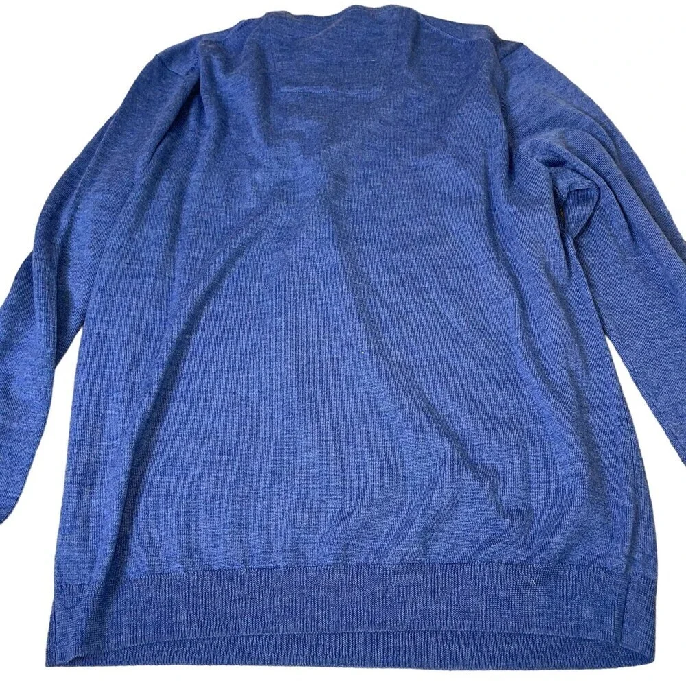 Calvin Klein sweater extra fine merino wool blue V-neck SZ XXL